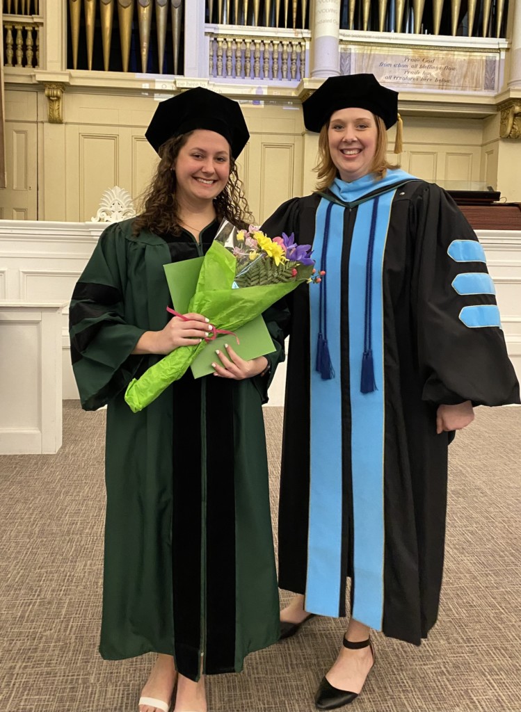 Caitlyn Lopeck, DPT graduate and winner of the 2024 Eastern District APTA NY Student Award, with Dr. Erin Elkins, program chair.